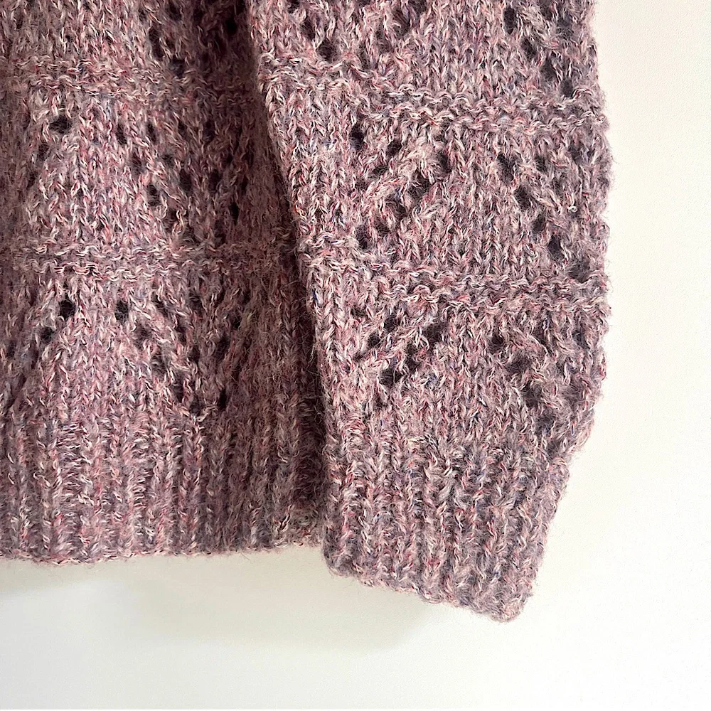 Handmade Crochet Sweater with Wide Rounded Peter Pan Collar in Pink - Picture 6 of 10